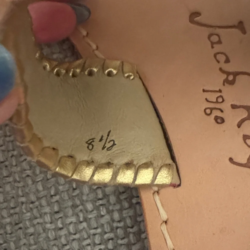Jack Rogers Pink Leather Sandals with Gold Trim 8.5 - Picture 4 of 5